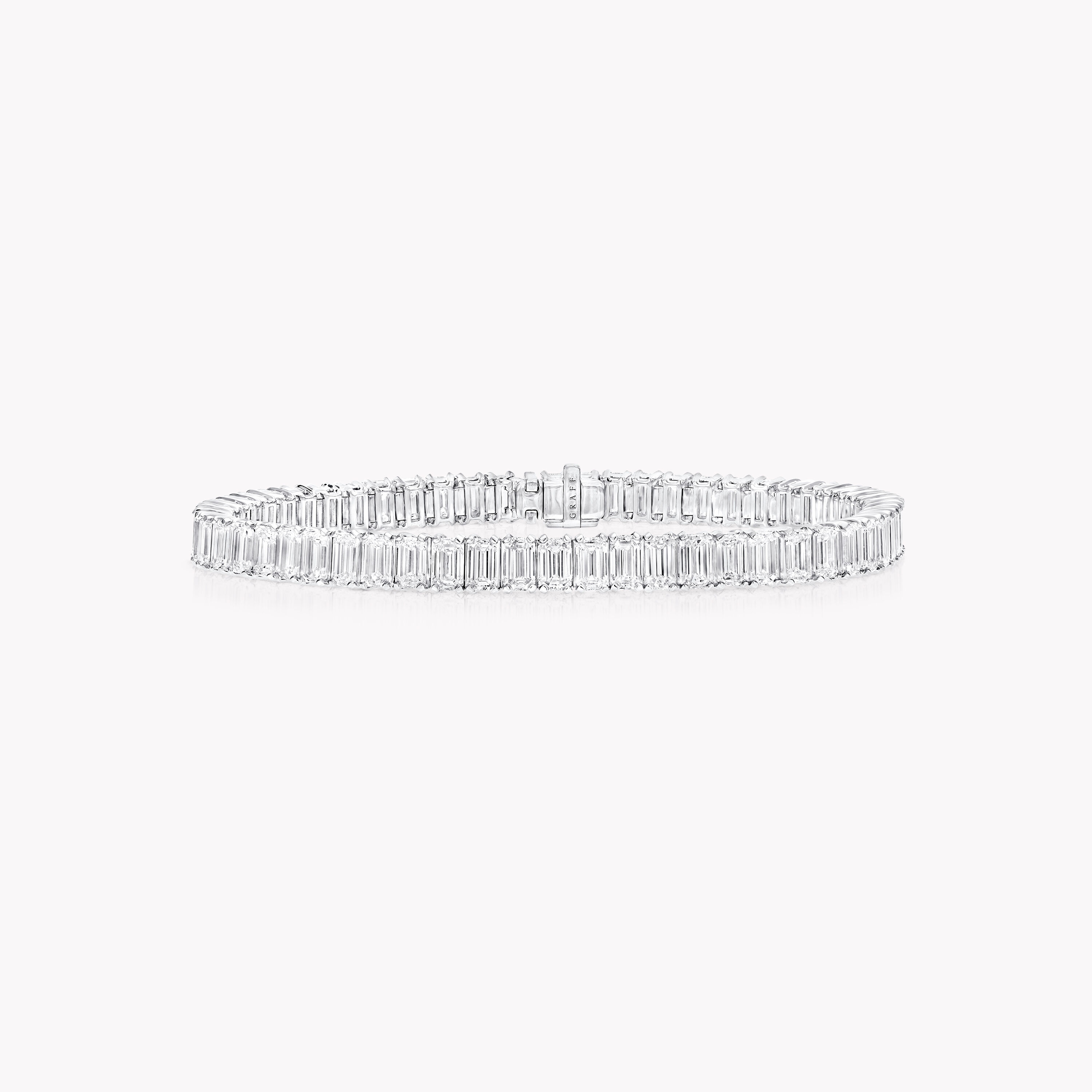 スリム エメラルドカット ダイヤモンド ブレスレット, White Gold - Graff