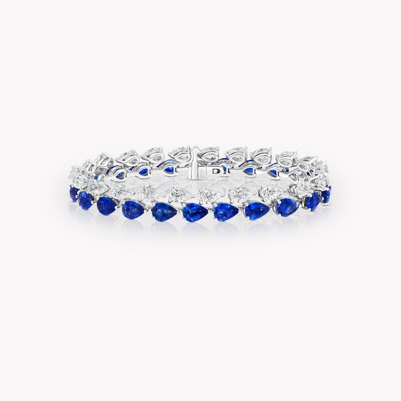 梨形藍寶石及鑽石手鏈