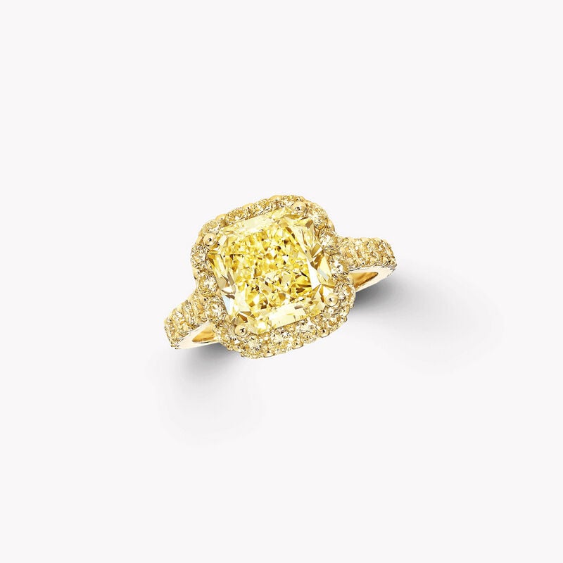 Bague de fiançailles en diamants jaunes taille radiant Icon