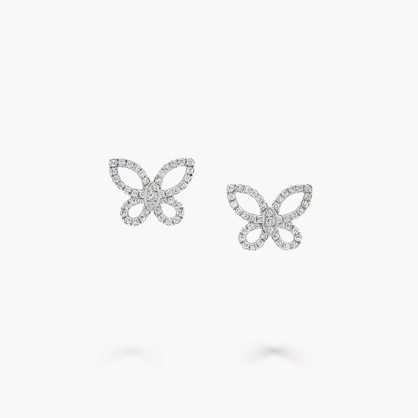 Petites boucles d’oreilles Butterfly Silhouette en diamants, , hi-res