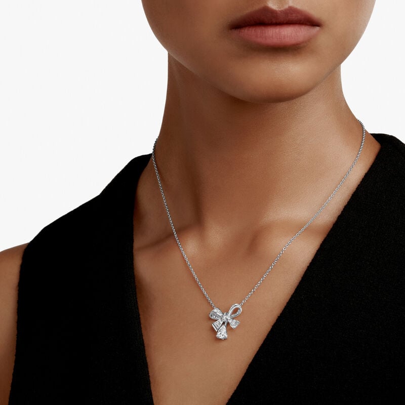 Tilda's Bow Baguette Cut Diamond Drop Pendant