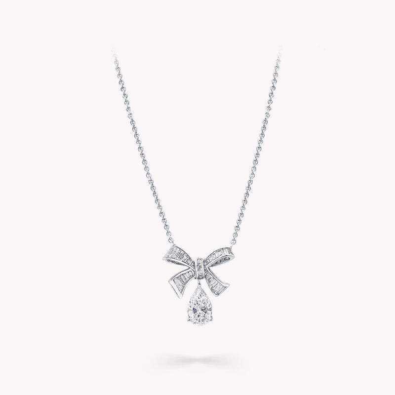 Tilda's Bow Baguette Cut Diamond Drop Pendant