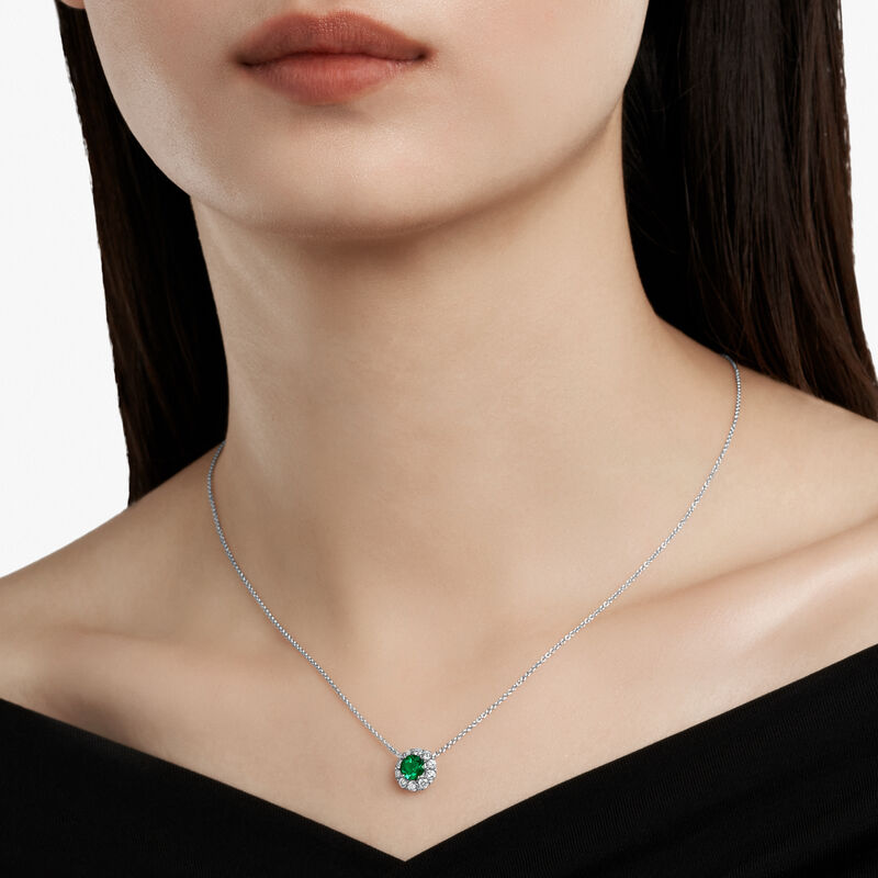 Icon Round Emerald and Diamond Pendant, , hi-res
