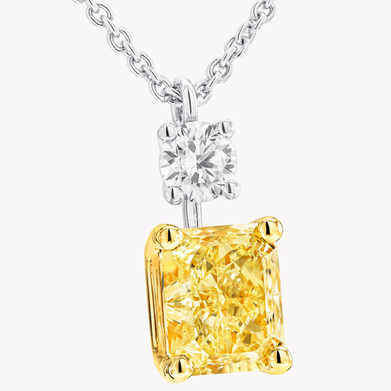 Radiant Cut Yellow Diamond Pendant