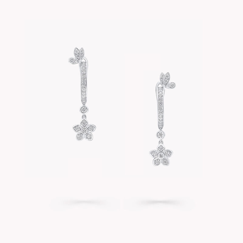 Butterfly and Flower Diamond Hoop Earrings