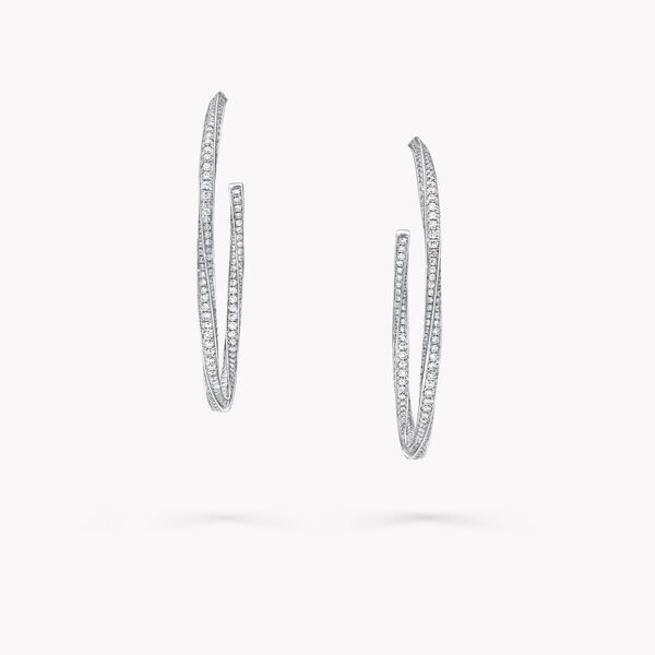 Large Spiral Diamond Hoop Earrings, , hi-res