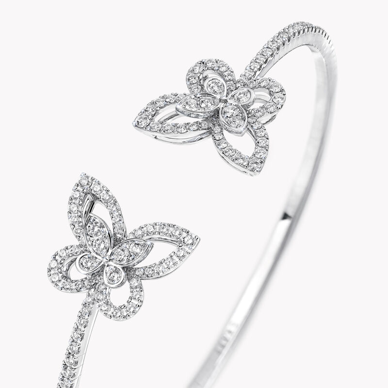 Bracelet rigide en diamants Double Butterfly Silhouette, , hi-res