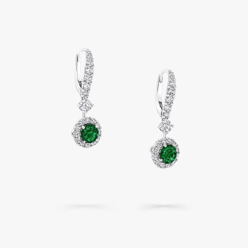 Icon Round Emerald and Diamond Earrings