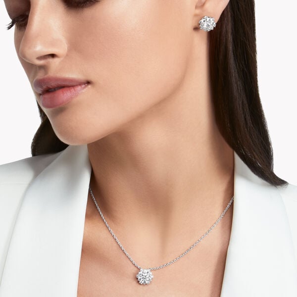 Round Diamond Cluster Stud Earrings, , hi-res