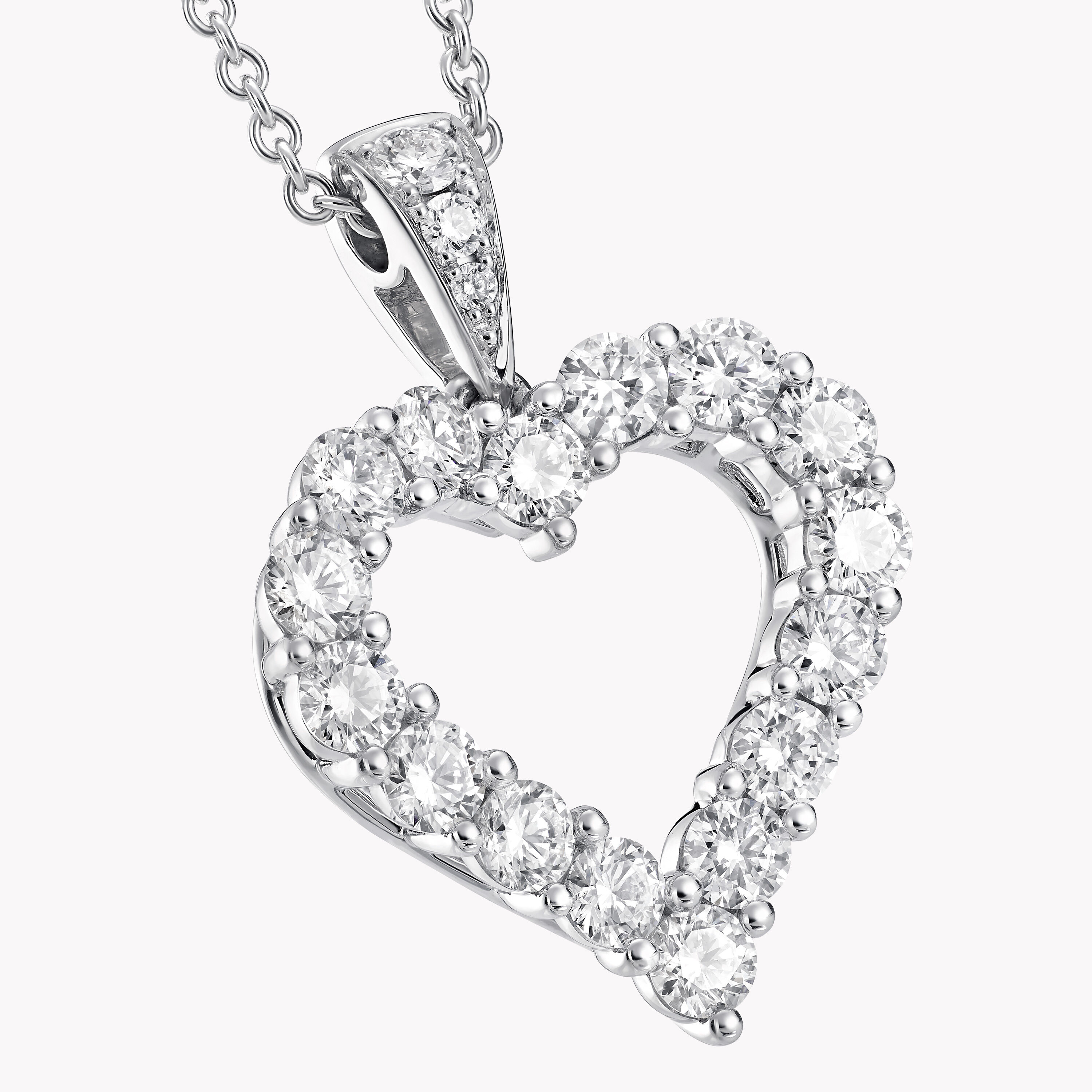 Diamond Heart Silhouette Pendant, White Gold - Graff