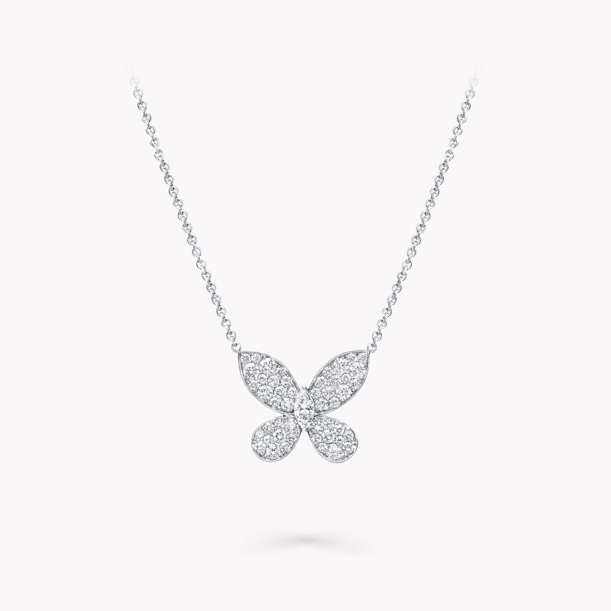 Pavé Butterfly Diamond Small Pendant, White Gold - Graff 