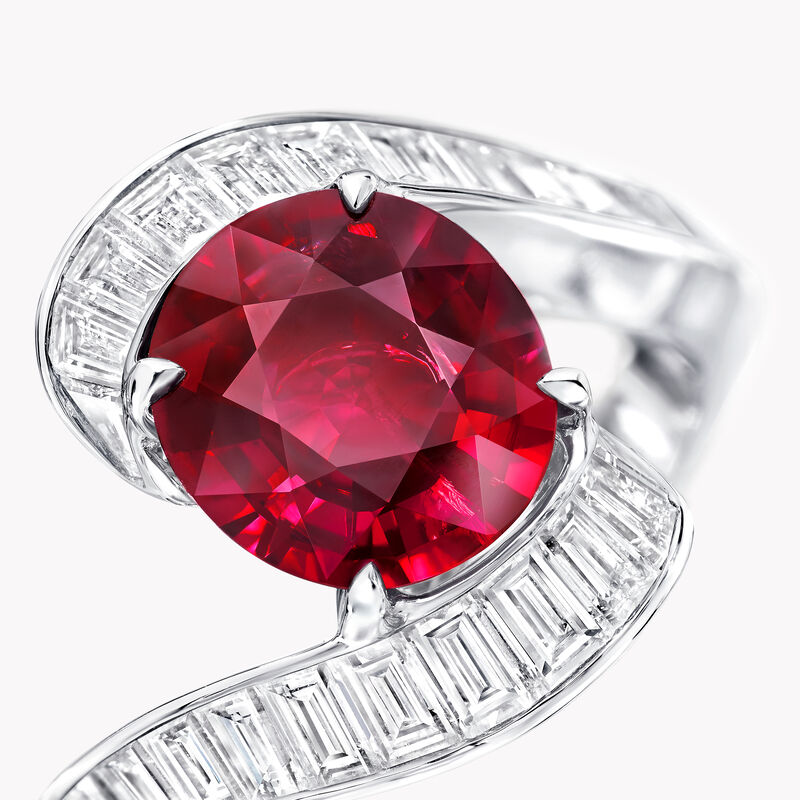 橢圓形紅寶石高級珠寶戒指, , hi-res