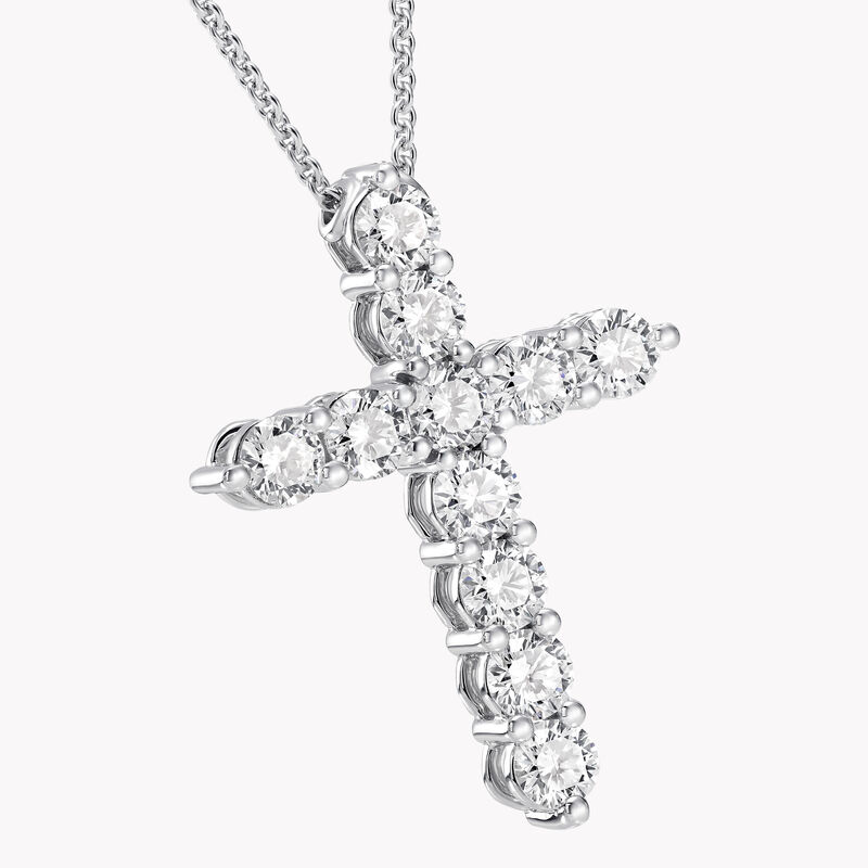 Round Diamond Cross Medium Pendant, White Gold Graff