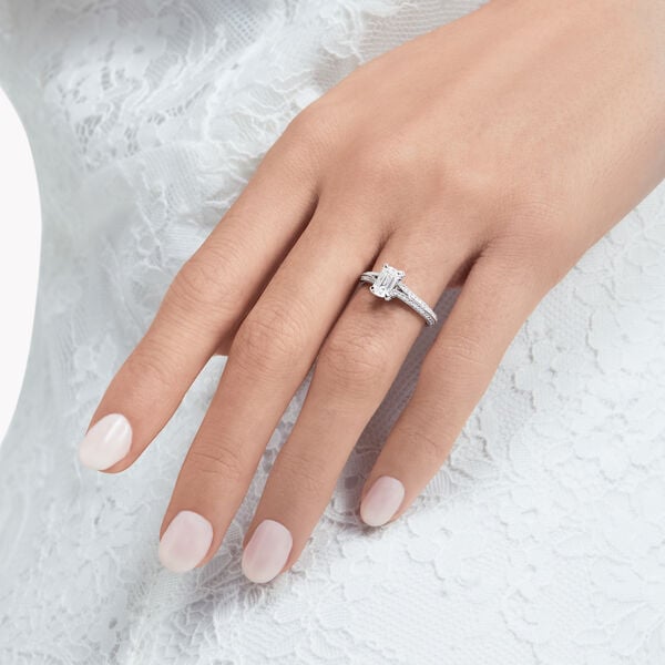 Legacy Emerald Cut Diamond Engagement Ring, , hi-res