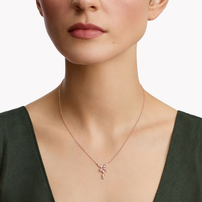 Pav&eacute; Butterfly Diamond Drop Pendant