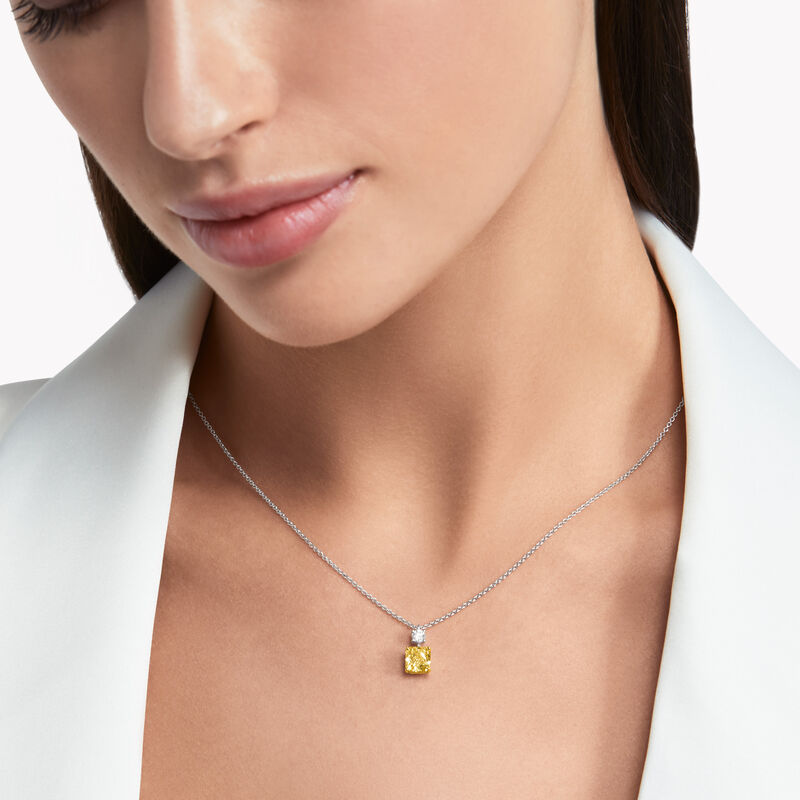 Radiant Cut Yellow Diamond Pendant