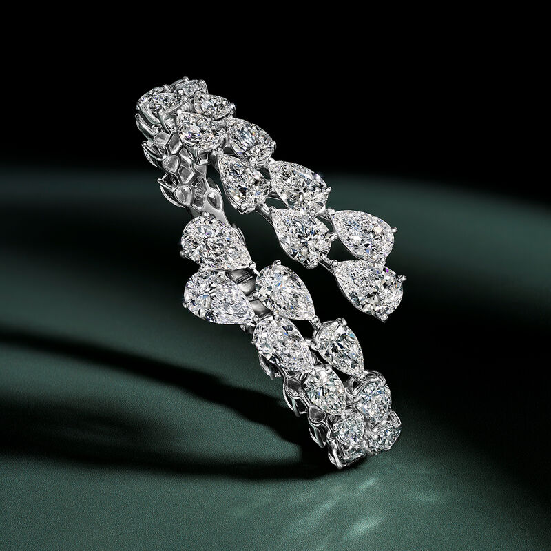 Pear Shape Diamond Graduated Bangle