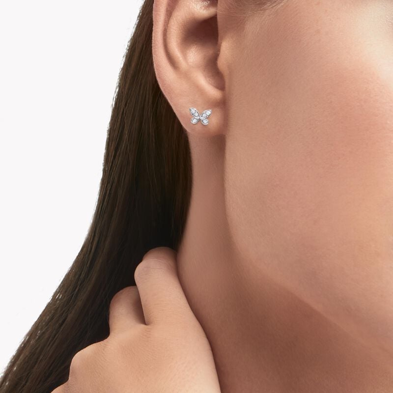 Pavé Butterfly Diamond Mini Stud Earrings, , hi-res