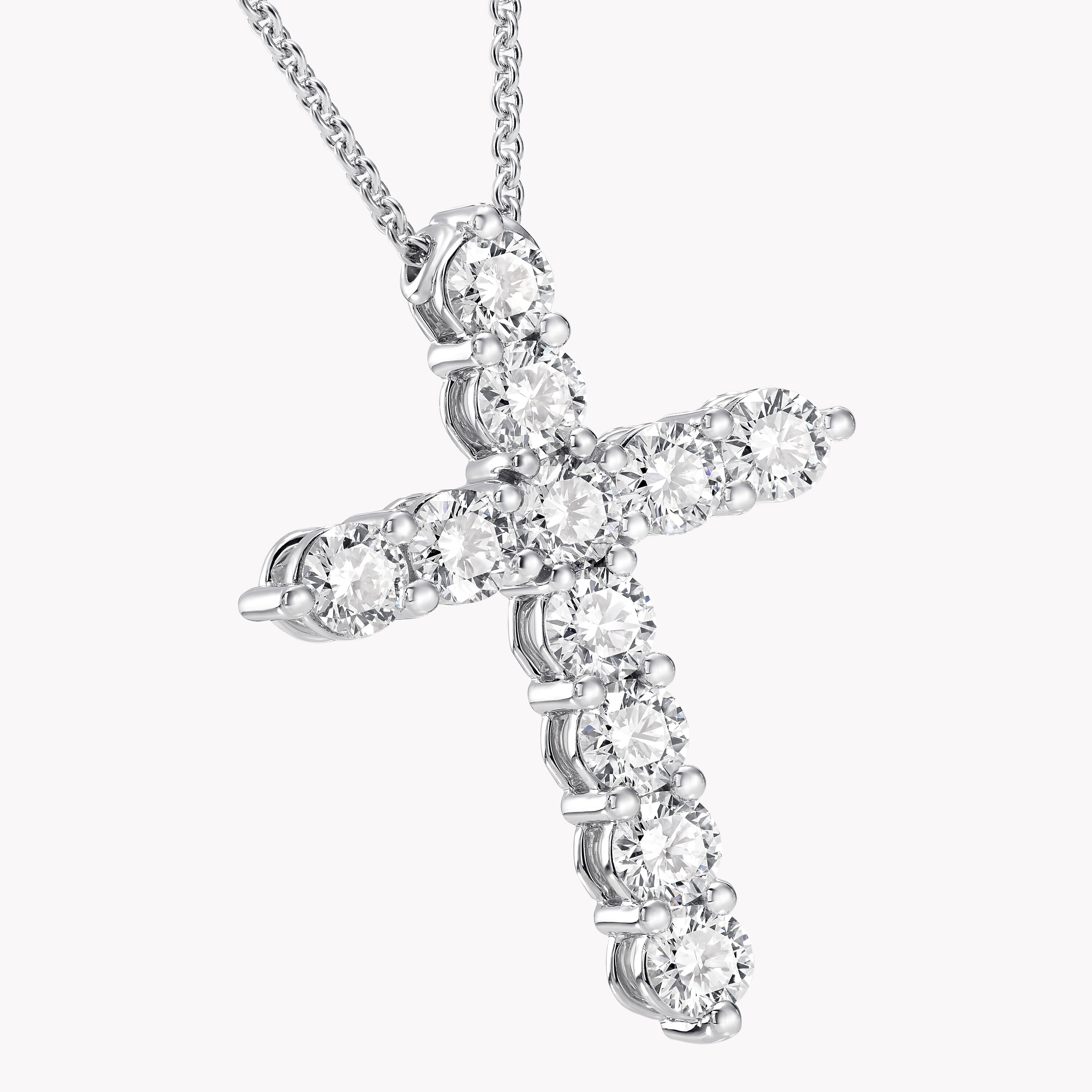 14K White Gold 0.05ct Diamond Cross Pendant Necklace 18
