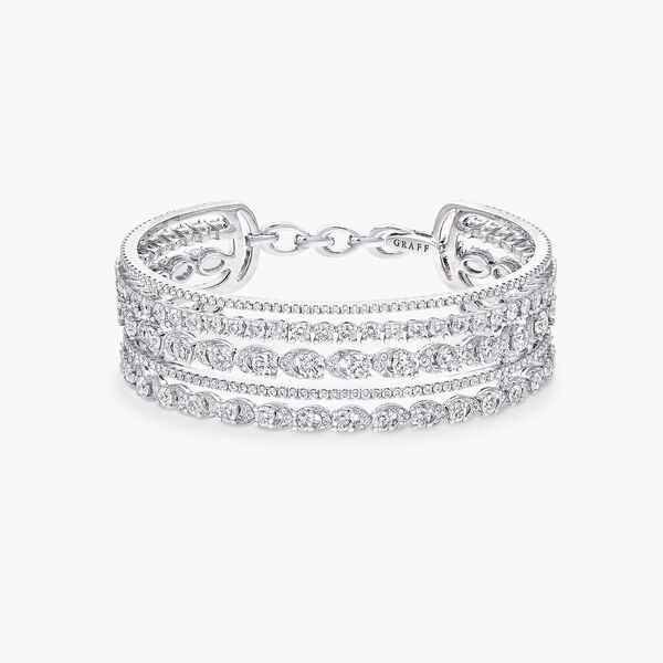 Bracelet cinw rangs en diamants motif Portail Graff, , hi-res