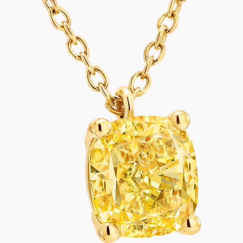 Cushion Cut Yellow Diamond Pendant