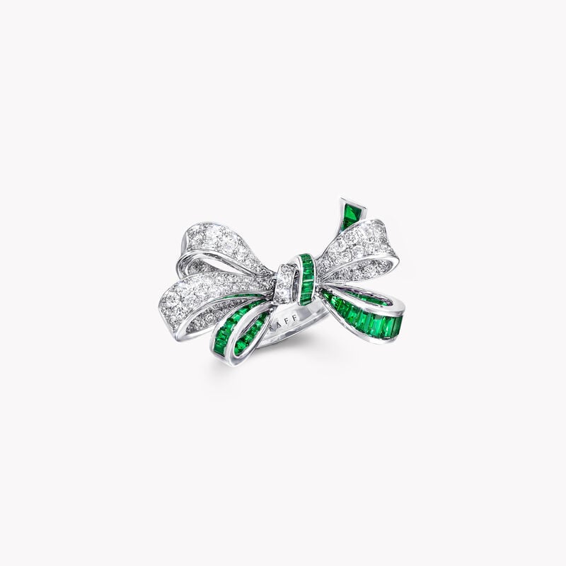 Tilda's Bow Double Knot Emerald and Diamond Ring