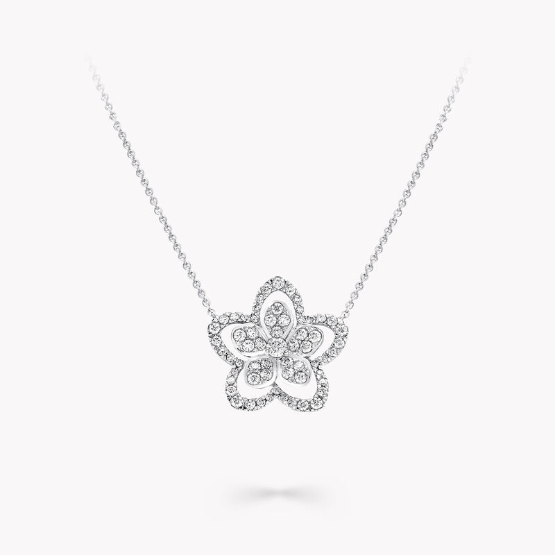 ワイルドフラワー ラージ ダイヤモンド ペンダント, ホワイトゴールド  