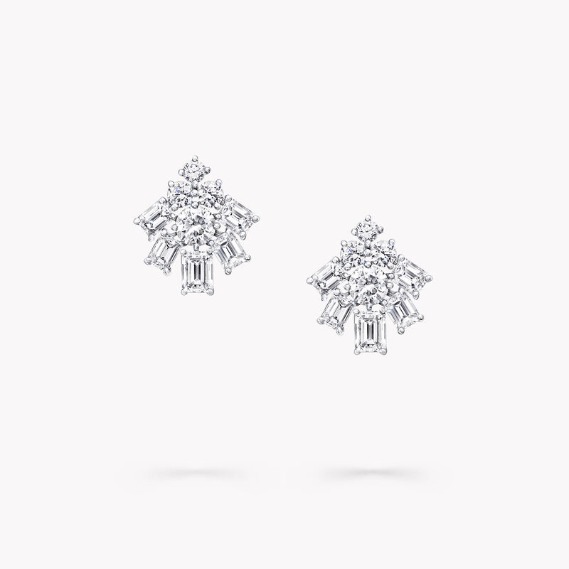 Emerald Cut and Round Diamond Earrings, , hi-res