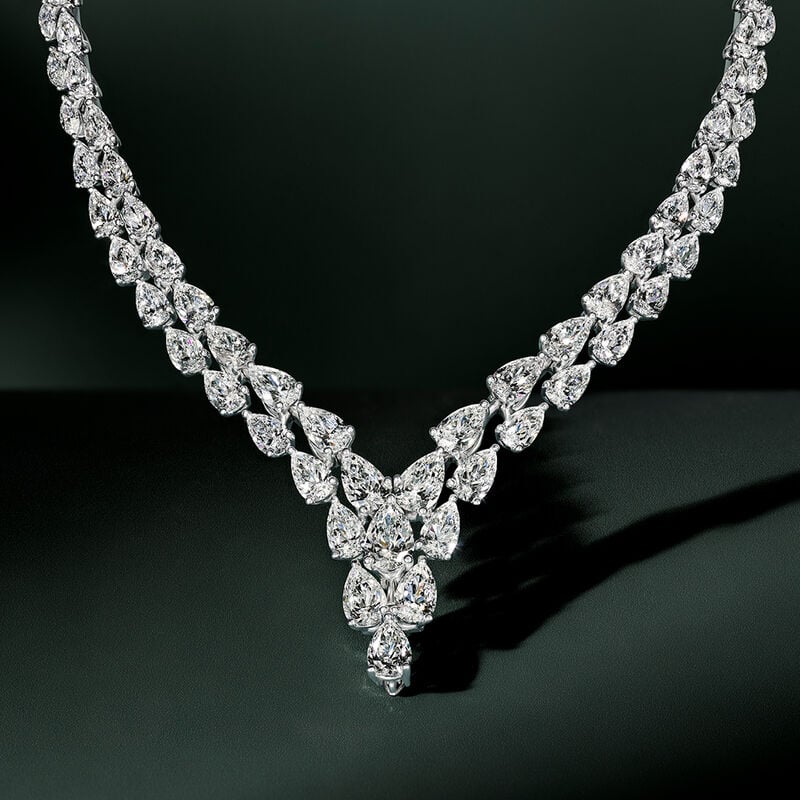 Pear Shape and Marquise Diamond Graduated Necklace