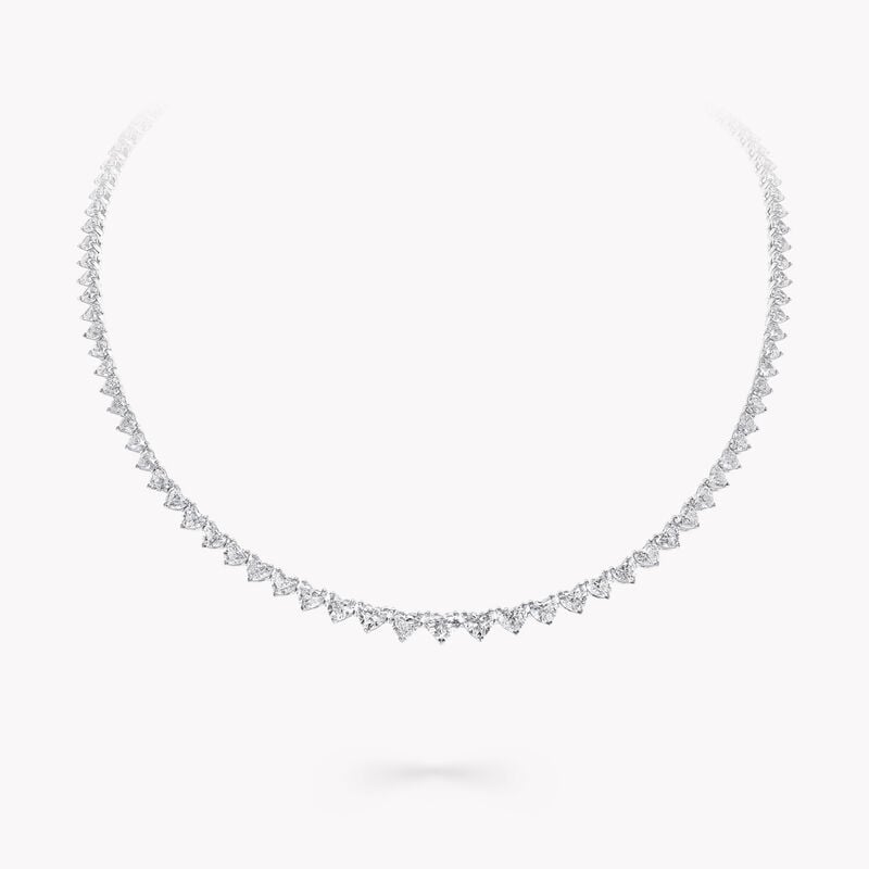 Heart Shape Diamond Graduated Line Necklace