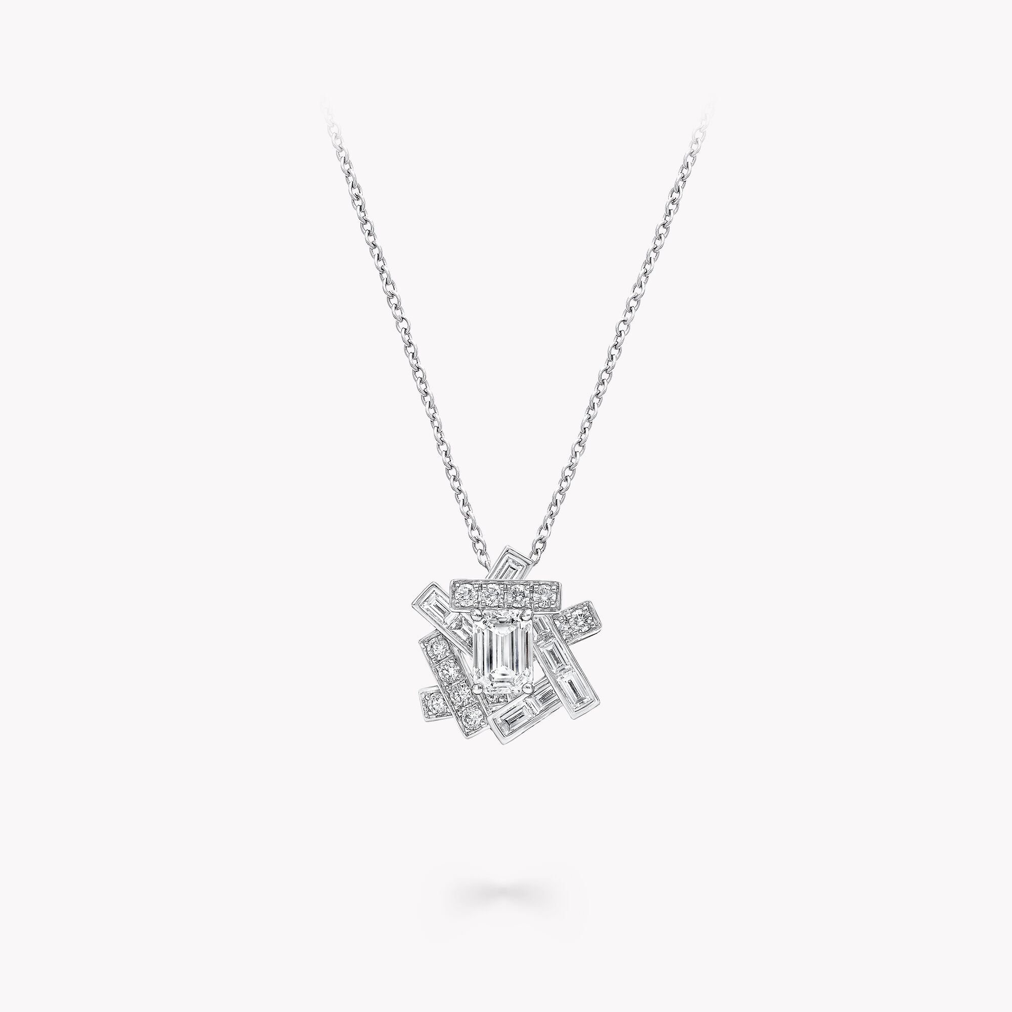 Threads Emerald Cut Diamond Pendant