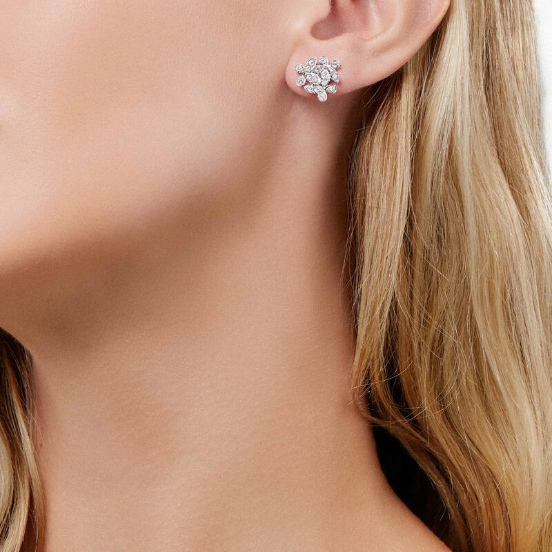 Triple Pavé Butterfly Diamond Mini Stud Earrings, , hi-res