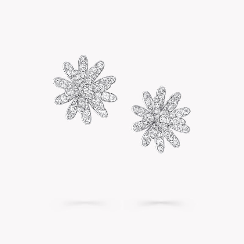 Large Wild Flower Abstract Diamond Earrings, , hi-res