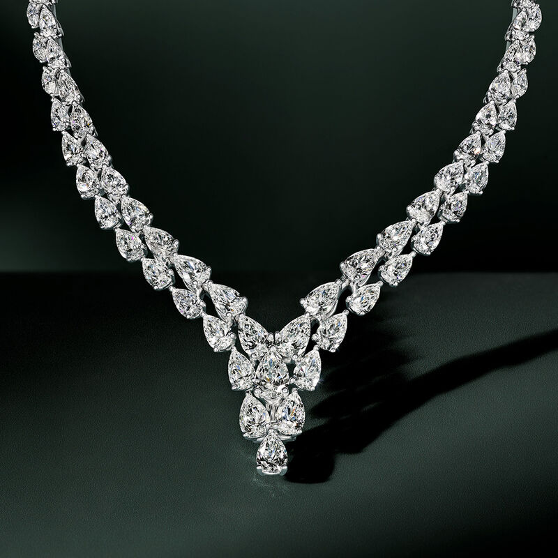 Pear Shape and Marquise Diamond Graduated Necklace