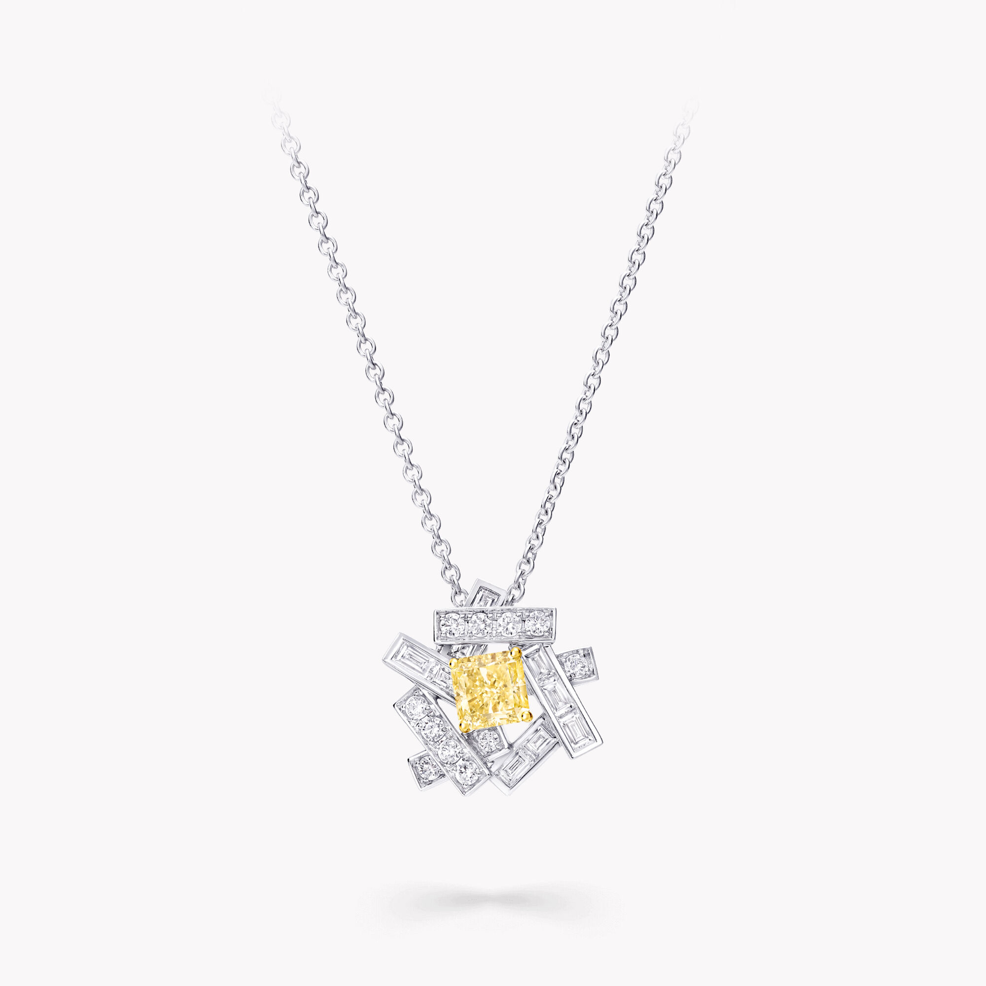 Threads Yellow and White Diamond Pendant