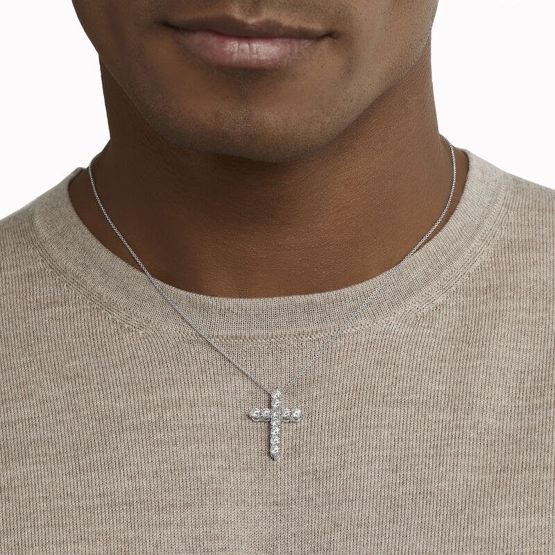 Pure Luxe Jewelry Men's Stainless Steel 52mm Cross Pendant – High Polish Silver