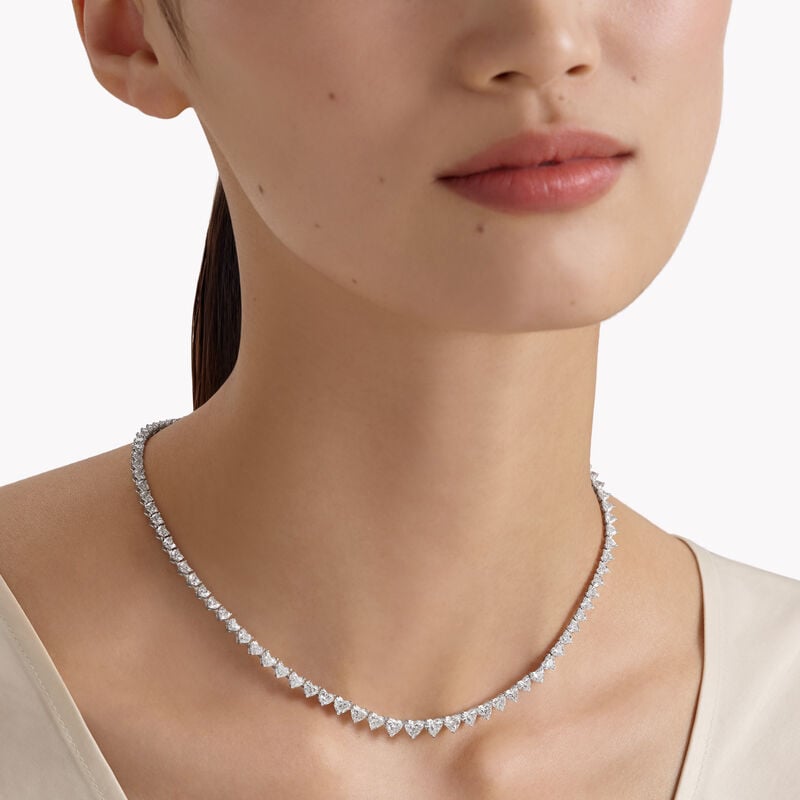 Heart Shape Diamond Graduated Line Necklace