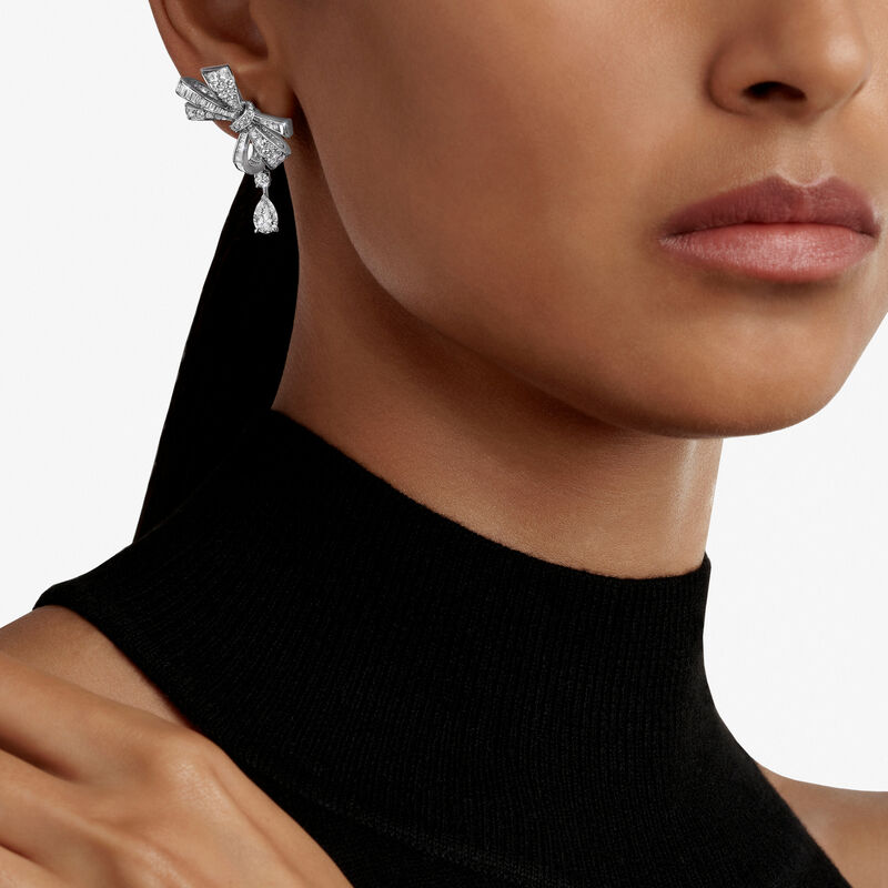 Tilda's Bow Classic Diamond Drop Earrings, , hi-res