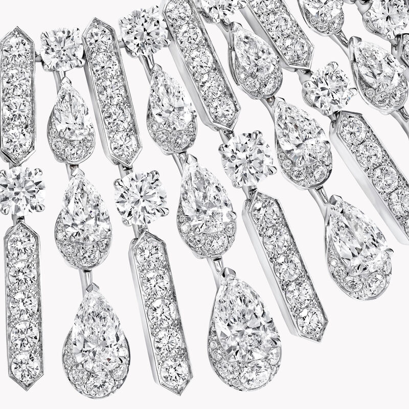 White Pear Shape and Round Diamond Necklace