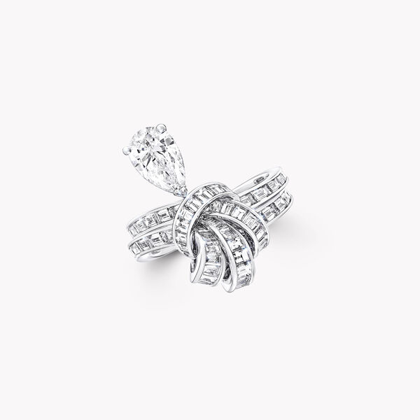 Tilda's Bow Baguette Cut Diamond Drop Ring, , hi-res