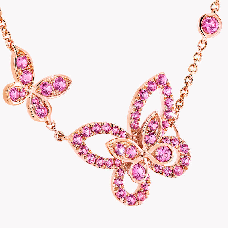 Double Butterfly Silhouette Pink Sapphire Pendant, , hi-res