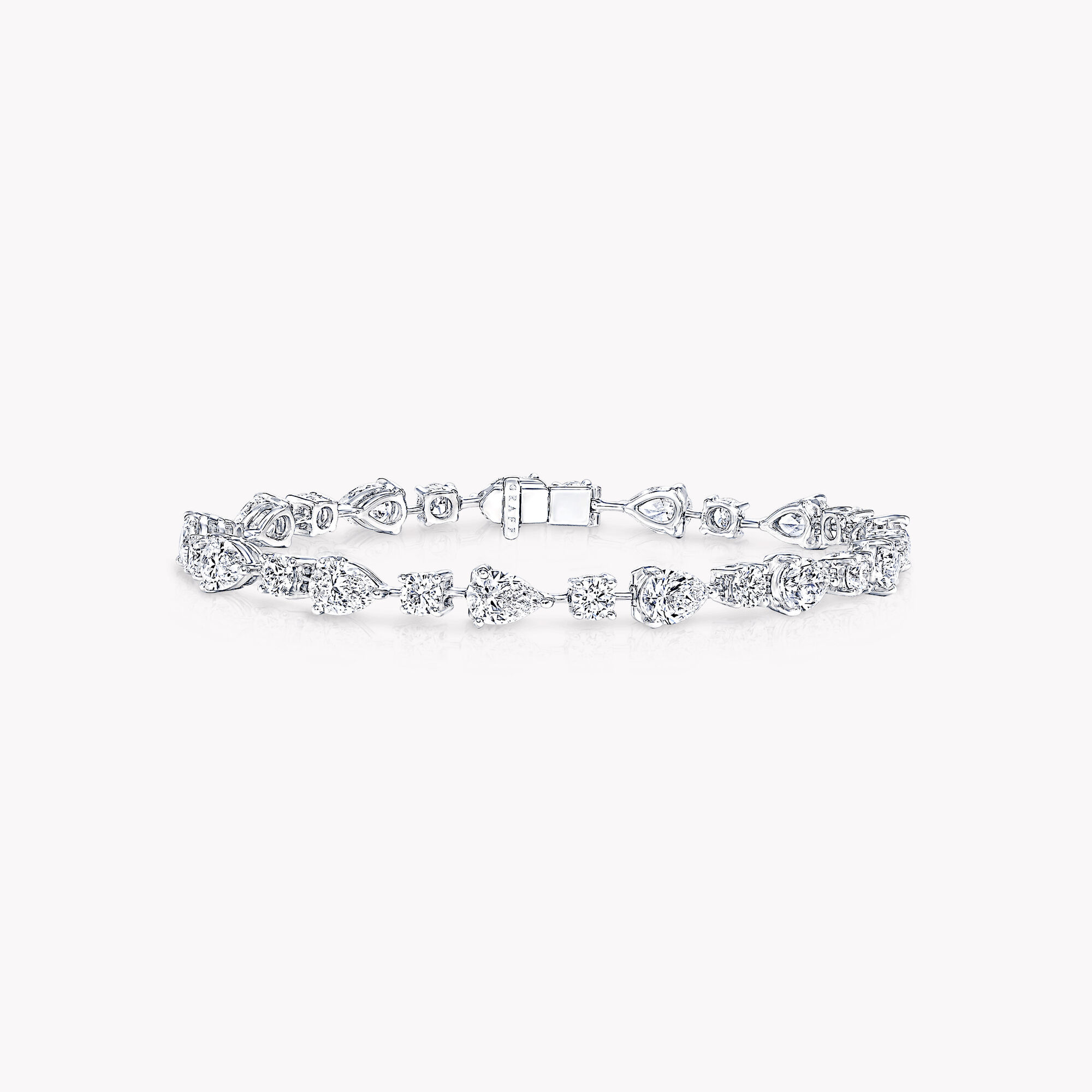 Round and Pear Shape Diamond Bracelet, Platinum White Gold Graff