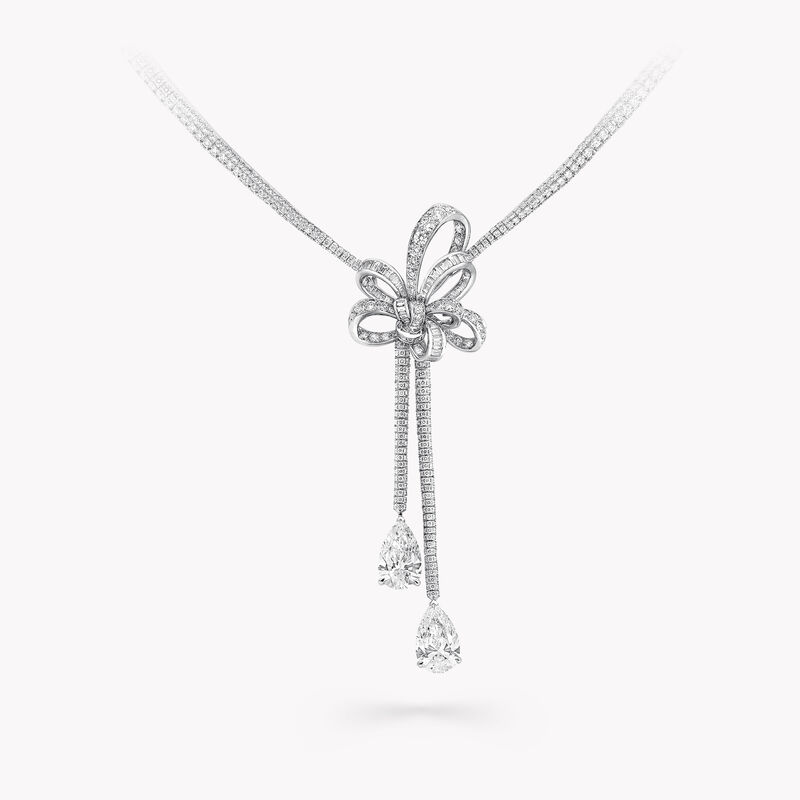 Tilda’s Bow Double Diamond Drop High Jewellery Necklace