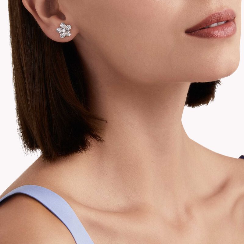 Wild Flower Pavé Diamond Stud Earrings, , hi-res