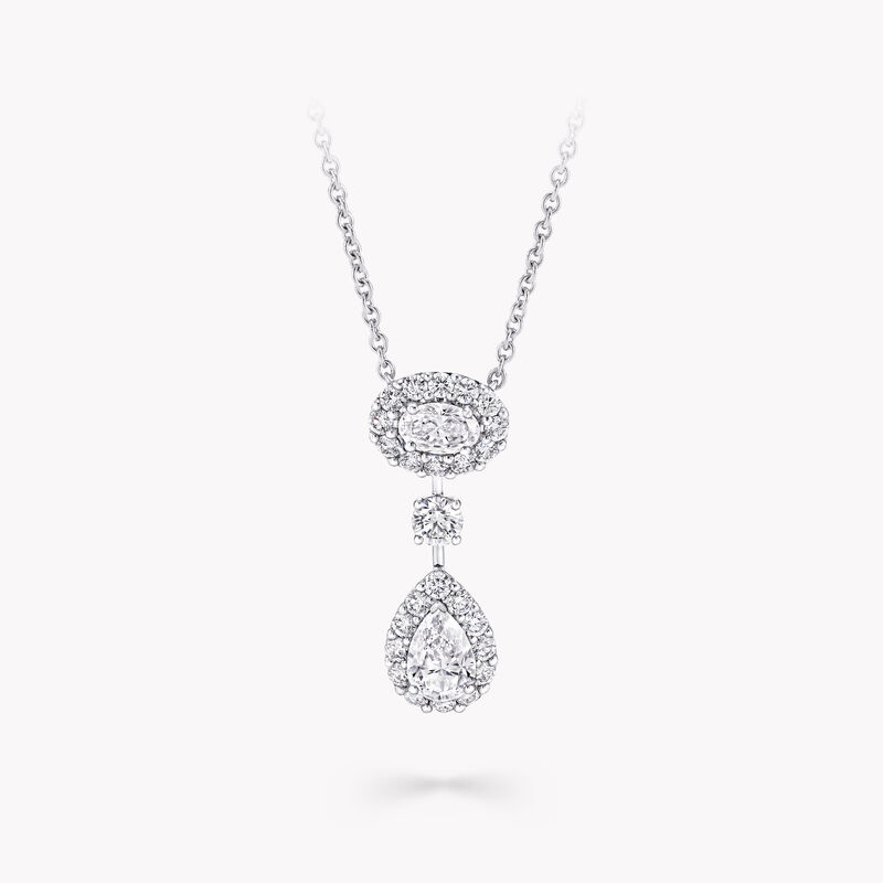 Icon Oval and Pear Shape Diamond Drop Necklace, , hi-res