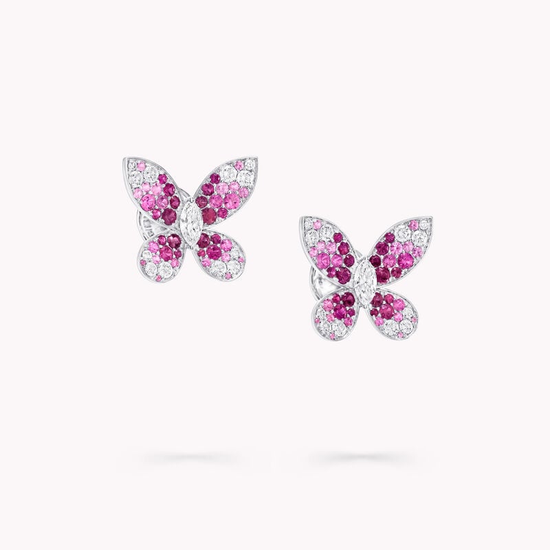 Butterfly Ruby, Pink Sapphire and Diamond Earrings