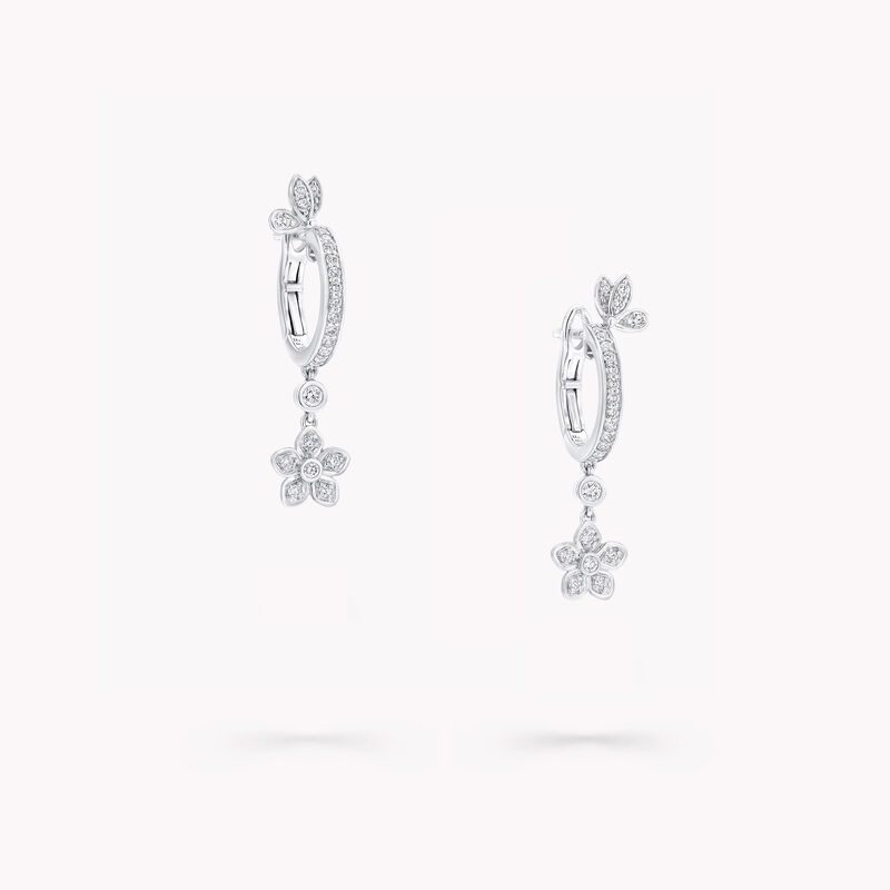 Butterfly and Flower Diamond Hoop Earrings