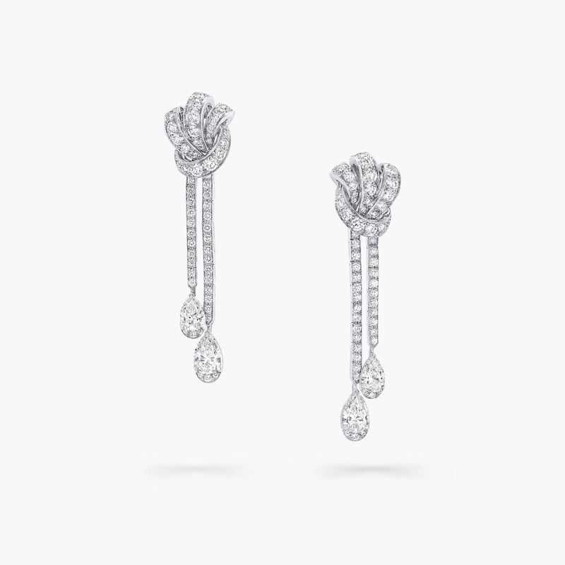 Tilda’s Bow Double Pavé Diamond Drop Earrings