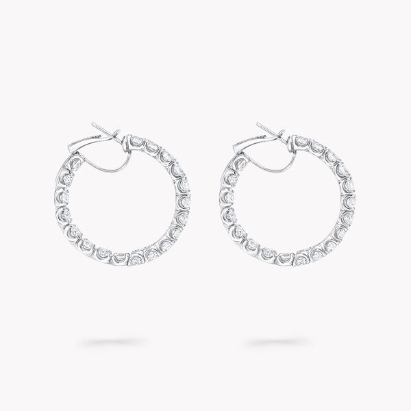 Round Diamond Hoop Small Earrings, , hi-res
