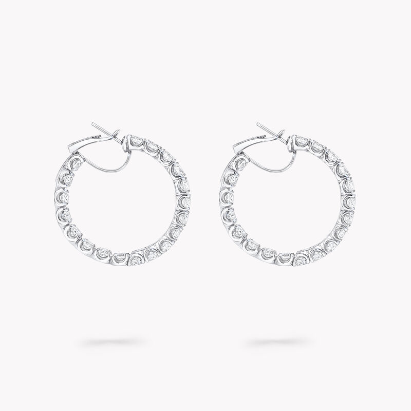 Round Diamond Hoop Small Earrings, , hi-res